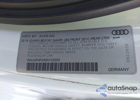 2016 Audi A6 2.0T Premium Plus из США, поврежденный, VIN WAUGFAFC0GN143254